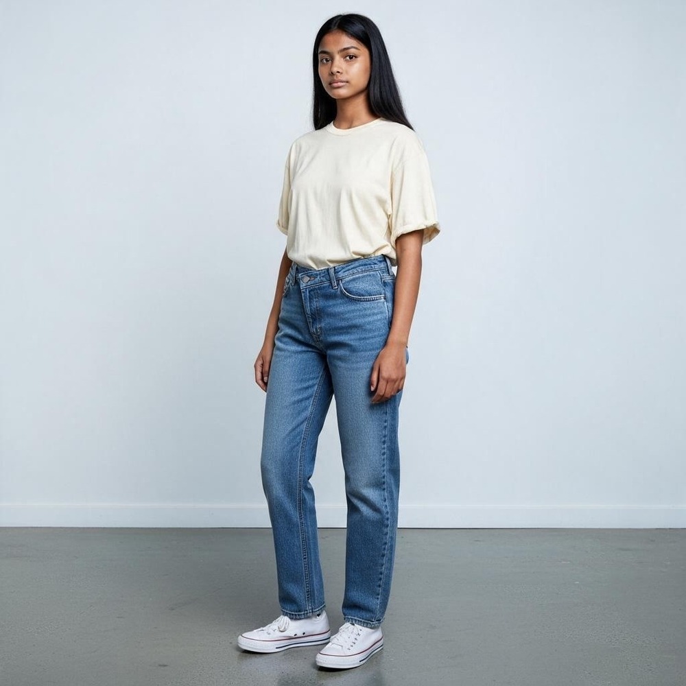 Lands End Straight Leg Jeans Women 10P Blue High Rise Denim Classic 5-Pocket